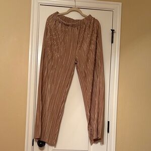 Elegant Tan Pleated Women's Pants